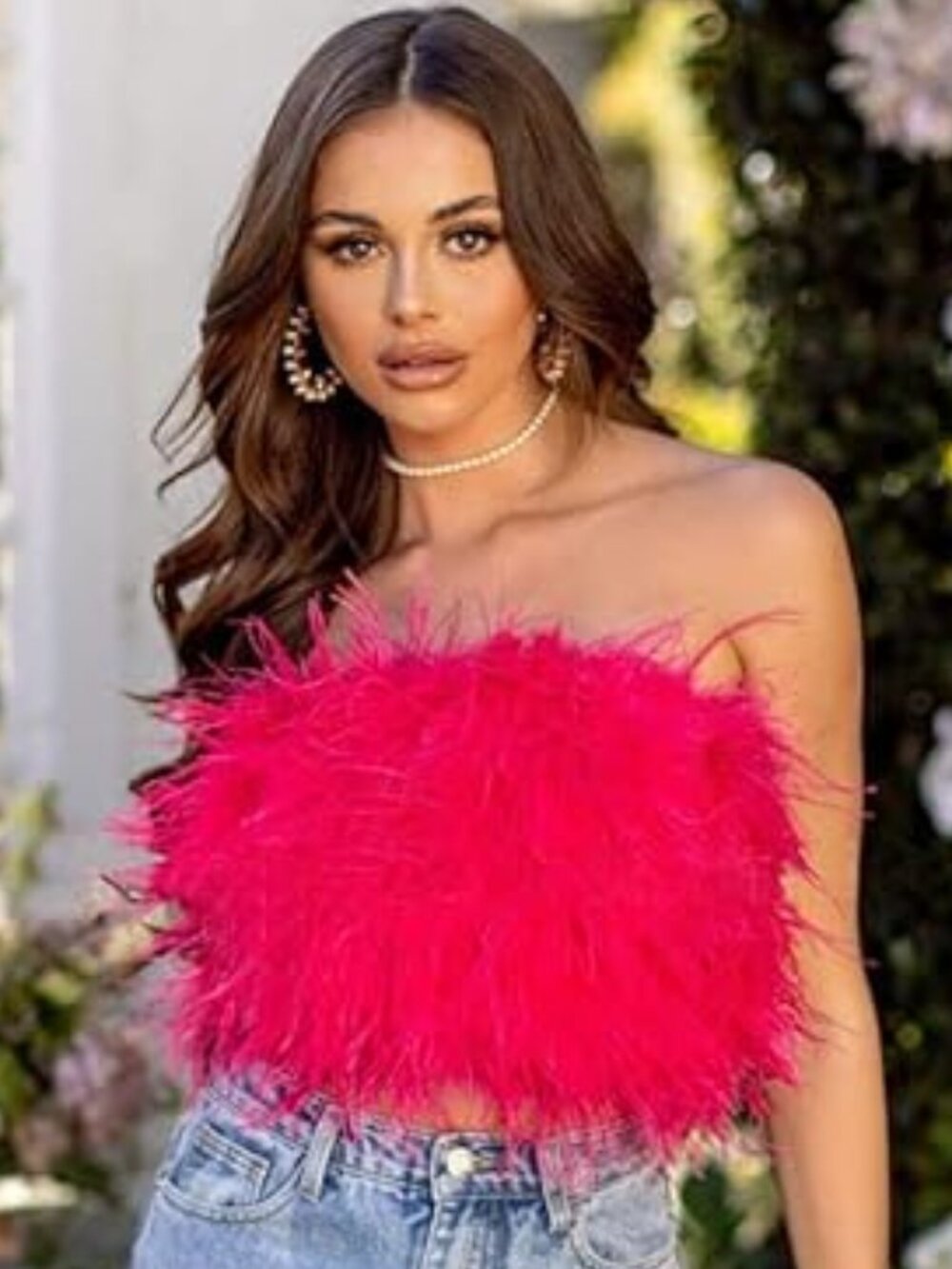 💥CHIC & SEXY!💥CHANEL FEATHER BANDEAU TOP in HOT PINK